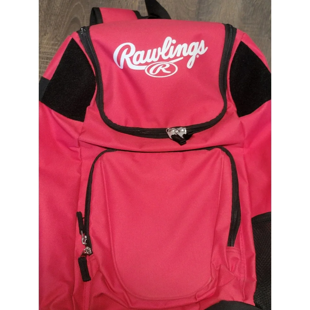 Rawlings‎ Baseball Backpack Red Black Travel Gear Equipment Bag School Gym